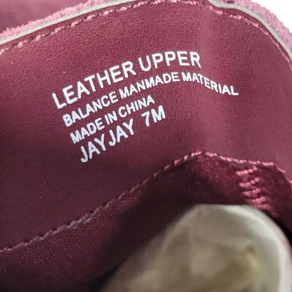 Violet & Red Wedge Heel Ankle Bootie Womens Size 7 Leather Suede Merlot Boot NEW - Picture 10 of 11